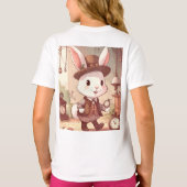 Cute White Rabbit Wonderland Whimsical Timekeeper Tシャツ (裏面)