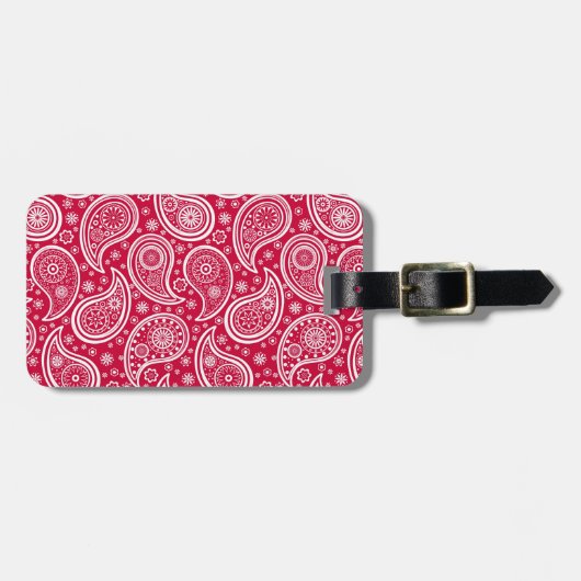 Cute white red paisley pattern Case-Mate iPhone ca ラゲッジタグ (正面横)