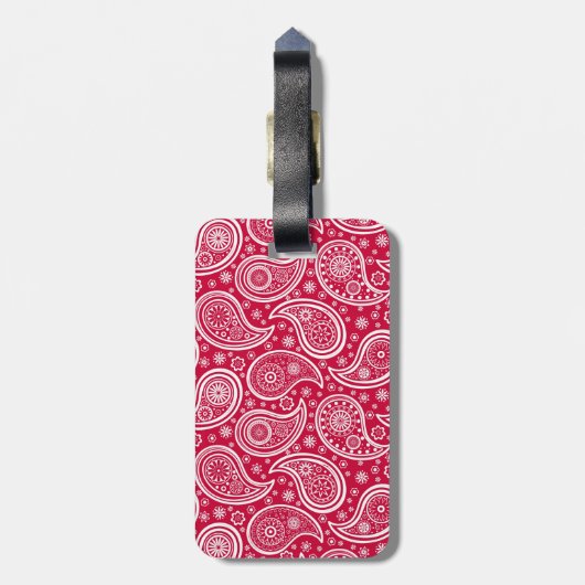 Cute white red paisley pattern Case-Mate iPhone ca ラゲッジタグ (裏面縦)