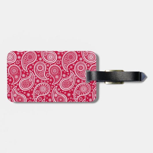 Cute white red paisley pattern Case-Mate iPhone ca ラゲッジタグ (裏面横)