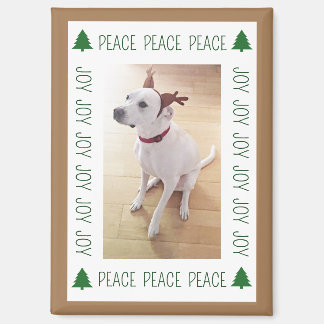 Cute White Reindeer Puppy Dog Peace Joy Brown マグネット