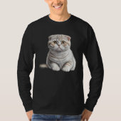 Cute White Scottish Fold Cat Cat Tシャツ (正面)