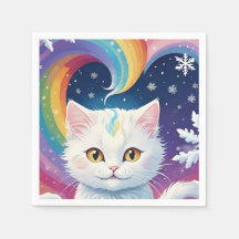 Cute White Snow Christmas Cat