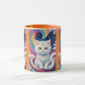 Cute White Snow Christmas Cat マグカップ (中央)