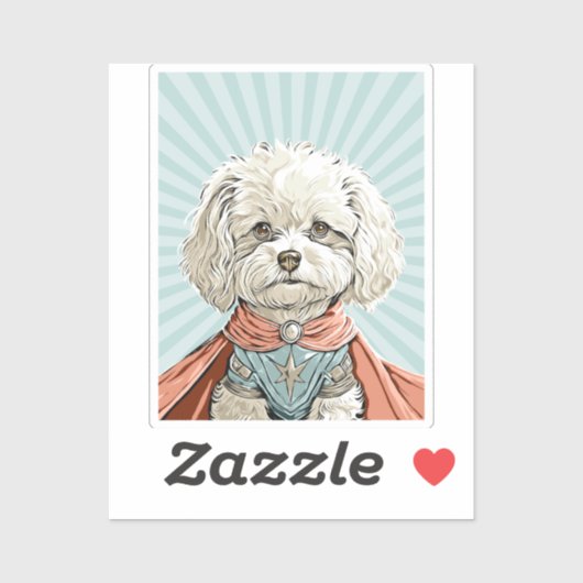 Cute White Superhero Dog Custom-Cut Vinyl Sticker シール (シート)