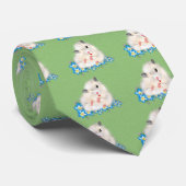 Cute white Syrian hamster accessories, green polka ネクタイ (ロール)