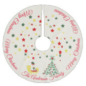 Cute White Teddy Bear & Tree Merry Christmas ブラッシュドポリエステルツリースカート (正面)