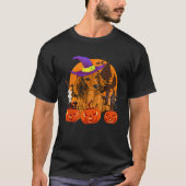 Cute Wiener Dachshund Witch Pumpkin Dog Lover Hall Tシャツ (正面)