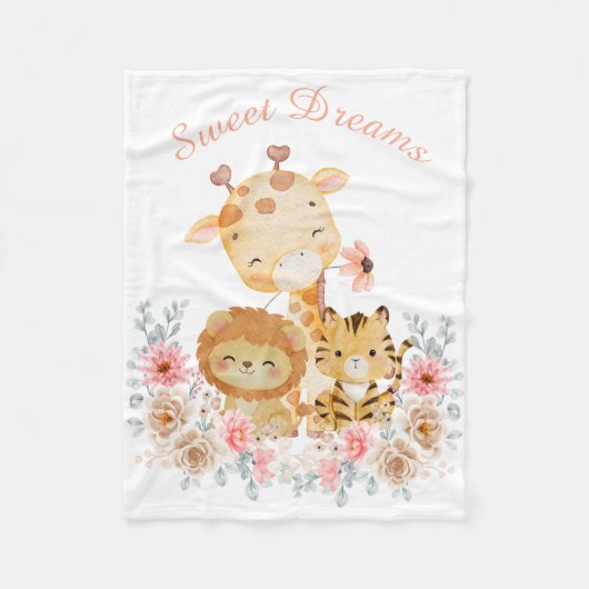 Cute Wild Animal Printed Blanket フリースブランケット (正面)