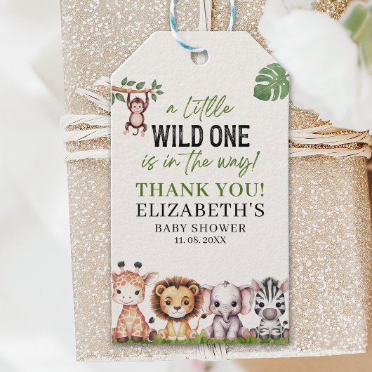 Cute Wild Animals Baby Shower Boy ギフトタグ