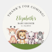 Cute Wild Animals Baby Shower Boy ラウンドシール (正面)