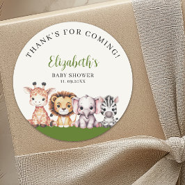 Cute Wild Animals Baby Shower Boy ラウンドシール