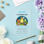 Cute Wild Animals Campfire Kids 1st Birthday アクリル招待状 (インサイチュ (ウェディング))