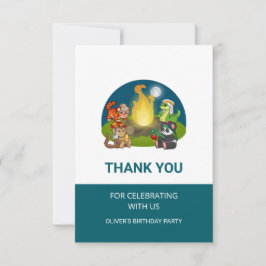 Cute Wild Animals Jungle Camping Birthday Party  サンキューカード