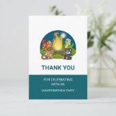 Cute Wild Animals Jungle Camping Birthday Party サンキューカード (スタンド正面)