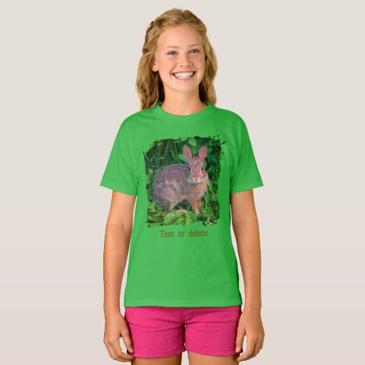Cute Wild Brown Rabbit Wildlife Personalized Tシャツ (正面フル)