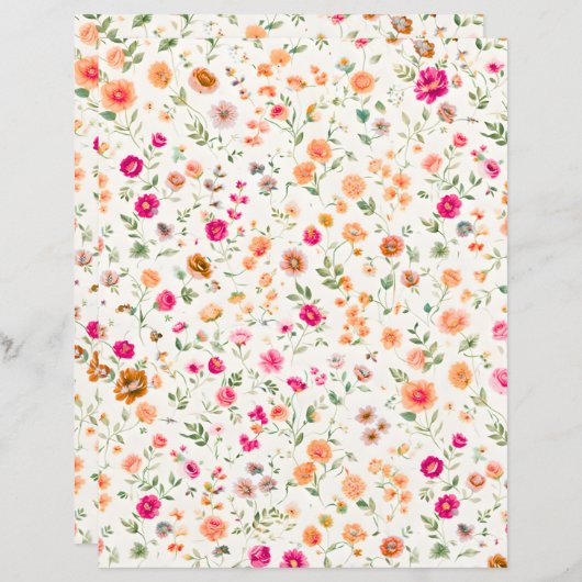 Cute Wild flower Patterned Scrapbook Paper (正面/裏面)