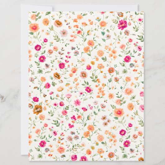 Cute Wild flower Patterned Scrapbook Paper (正面)