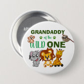 Cute Wild One Jungle Safari Zoo Animal Grandaddy 缶バッジ (正面&裏面)