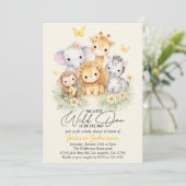 Cute Wild One Safari Animals e Baby Shower  招待状 (スタンド正面)