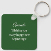 Cute Wild Rabbit Photo Dark Green Happy Spring キーホルダー (裏面)