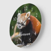 Cute Wild Red Panda Photo Personalized ラージ壁時計 (傾斜)