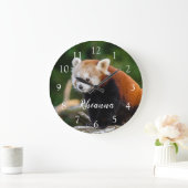 Cute Wild Red Panda Photo Personalized ラージ壁時計 (ホーム)