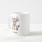 Cute Wildebeest Reading a Book Custom コーヒーマグカップ (正面左)