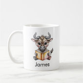 Cute Wildebeest Reading a Book Custom コーヒーマグカップ (左)