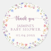 Cute Wildflower Baby Shower Thank You Favor ラウンドシール (正面)