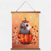 Cute Wildlife Of An Owl's : Autumn's forest 吊り下げ型タペストリー (正面)