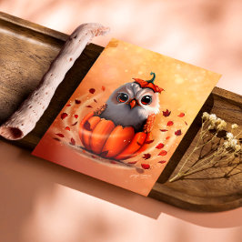 Cute Wildlife Of An Owl's Echo: Autumn's Guardian  フォトプリント