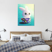 Cute Wildlife Of Spring Guardian: Bunny in Bloom キャンバスプリント (インサイチュ (寝室))