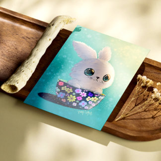 Cute Wildlife Of Spring Guardian: Bunny in Bloom フォトプリント
