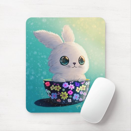 Cute Wildlife Of Spring Guardian: Bunny in Bloom  マウスパッド (マウス)