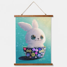 Cute Wildlife Of Spring Guardian: Bunny in Bloom 吊り下げ型タペストリー