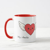 Cute Winged Heart Love Mug – Valentine’s Day Gift マグカップ (左)