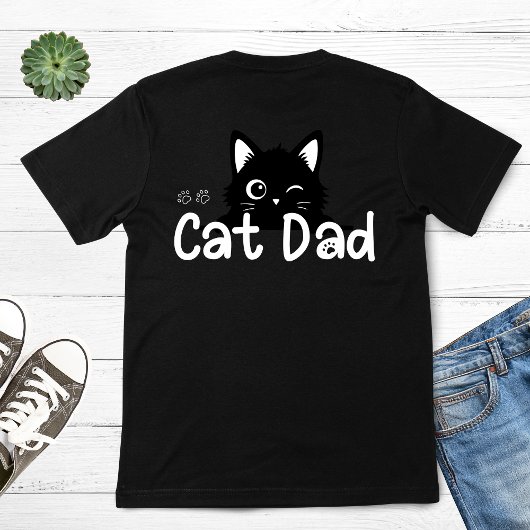 Cute Winking Black Cat Dad Tシャツ