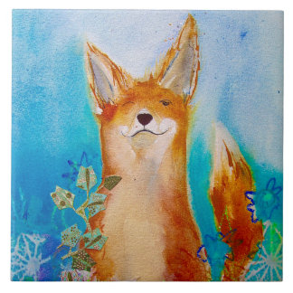 Cute Winking Fox Ceramic Tile タイル