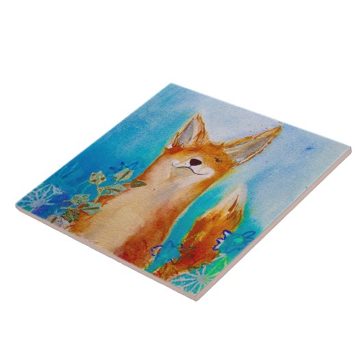 Cute Winking Fox Ceramic Tile タイル (側面)