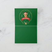 Cute Winking Reindeer Happy Holidays Christmas Car サンキューカード (内部)