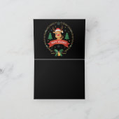 Cute Winking Reindeer Happy Holidays Christmas Car サンキューカード (内部)