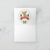 Cute Winking Reindeer Happy Holidays Christmas Car サンキューカード (内部)