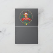 Cute Winking Reindeer Happy Holidays Christmas Car サンキューカード (内部)