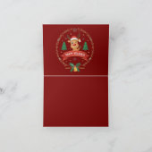 Cute Winking Reindeer Happy Holidays Christmas Car サンキューカード (内部)