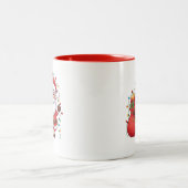 Cute Winking Santa Claus Christmas Lights Mug ツートーンマグカップ (中央)