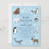 Cute Winter Animals Baby Shower  招待状 (正面)