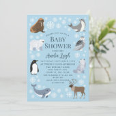 Cute Winter Animals Baby Shower  招待状 (スタンド正面)