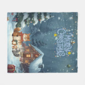 Cute Winter Animals Fleece Blanket フリースブランケット (正面(横))