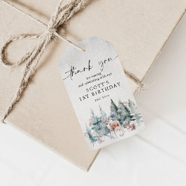 Cute Winter Animals Woodland ONEderland Birthday ギフトタグ